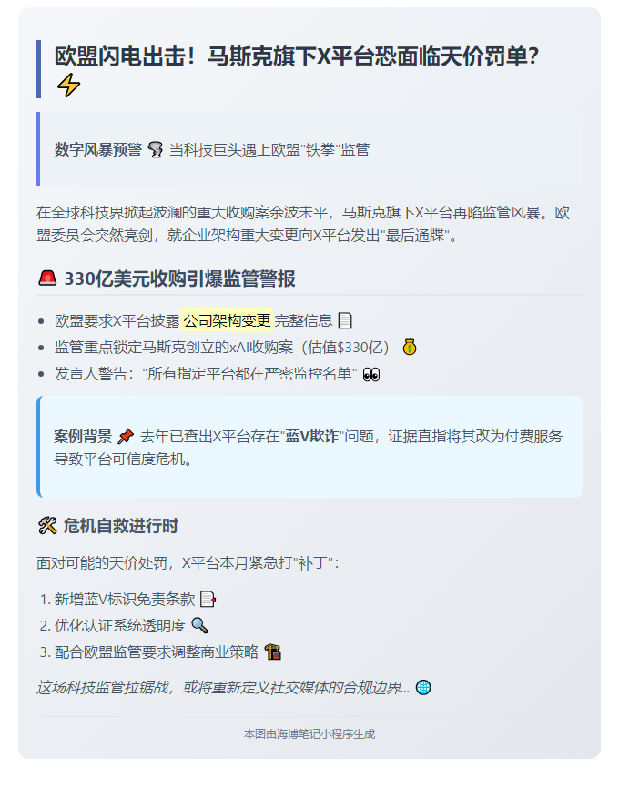 欧盟或调查X平台合规问题