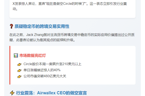 空头时机已至？Airwallex CEO喊话Circle