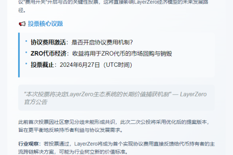 LayerZero启动第二轮”费用开关”投票