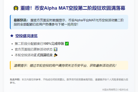 MAT币第二阶段空投全部被领完