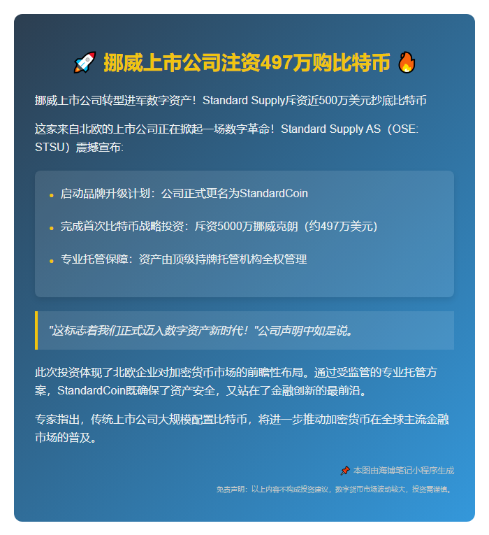 挪威上市公司注资497万购比特币