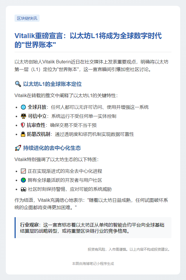 以太坊L1：全球账本