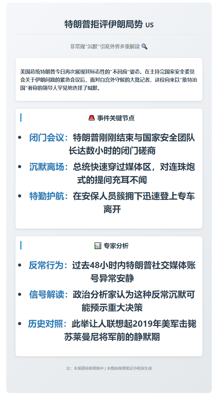 特朗普拒评伊朗局势
