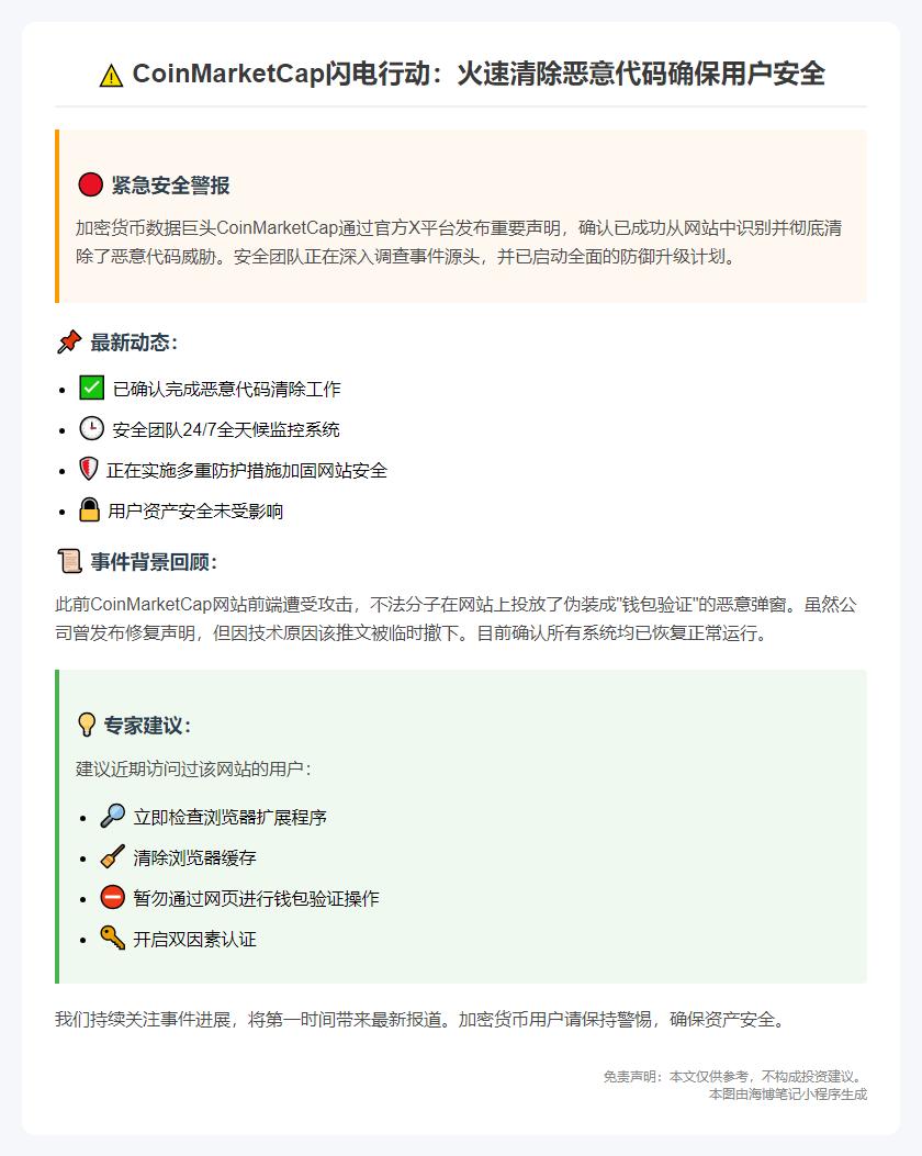 CoinMarketCap清除网站恶意代码