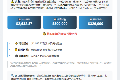 ETH鲸鱼恐慌抛售，单月亏32.6万美元