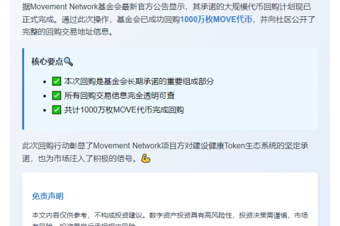 移动网络基金完成千万MOVE回购