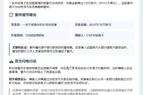 新警方在机场抓获涉百万美元加密骗案嫌犯