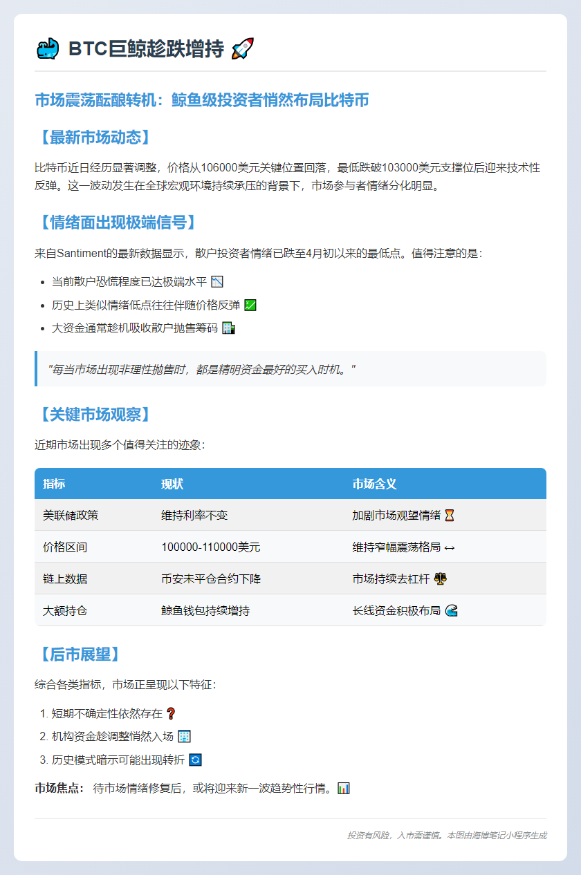 BTC巨鲸趁跌增持