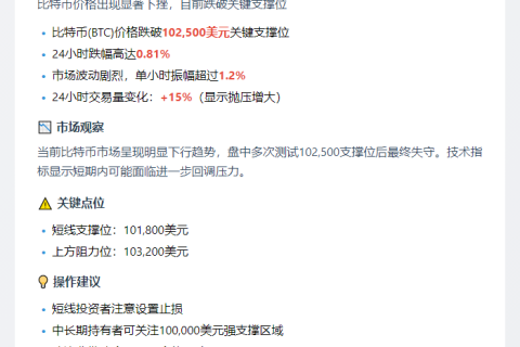 比特币跌破10.25万美元