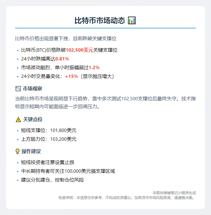 比特币跌破10.25万美元