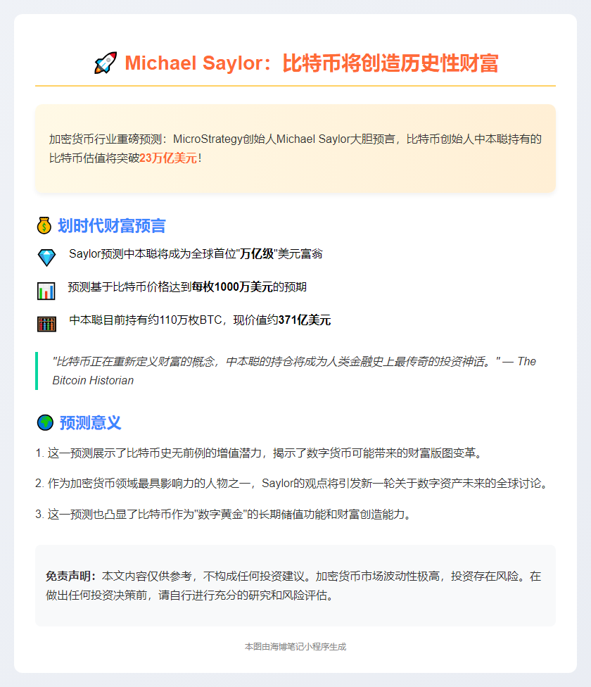 Michael Saylor：2050年比特币将值23万亿
