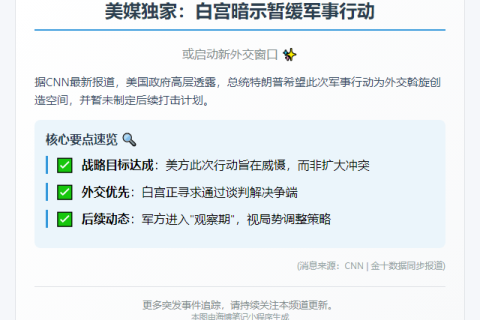 美媒：美方暂缓军事打击