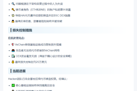Hacken：HAI损失25万美元系人为失误