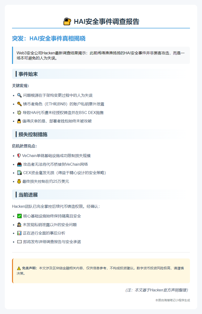 Hacken：HAI损失25万美元系人为失误
