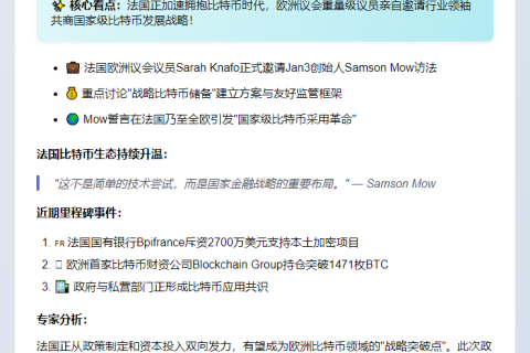 法议员邀Jan3创始人共推国家级比特币计划