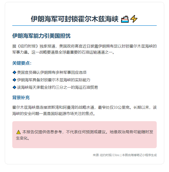 伊朗海军可封锁霍尔木兹海峡