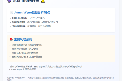 James Wynn：比特币短期看空至9.3-9.5万美元