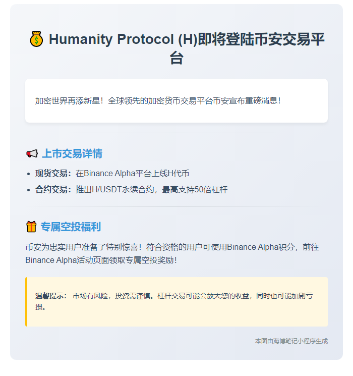 币安上线Humanity Protocol(H)