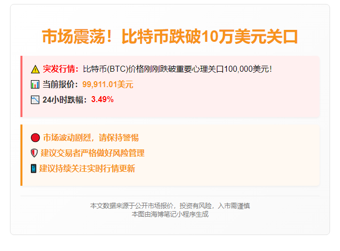 BTC跌破10万美元