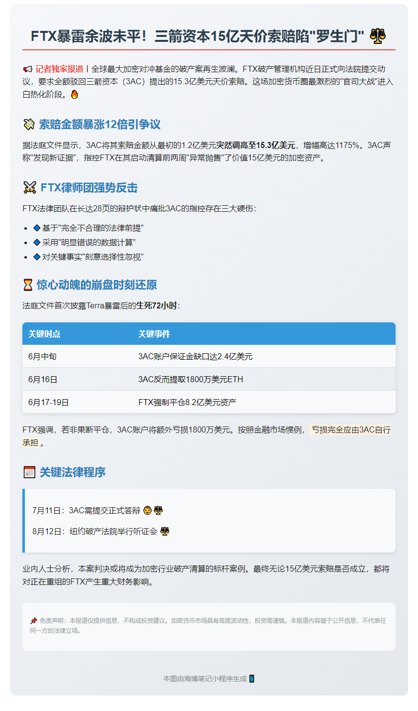 "FTX律师异议：三箭15亿索赔无理当驳"