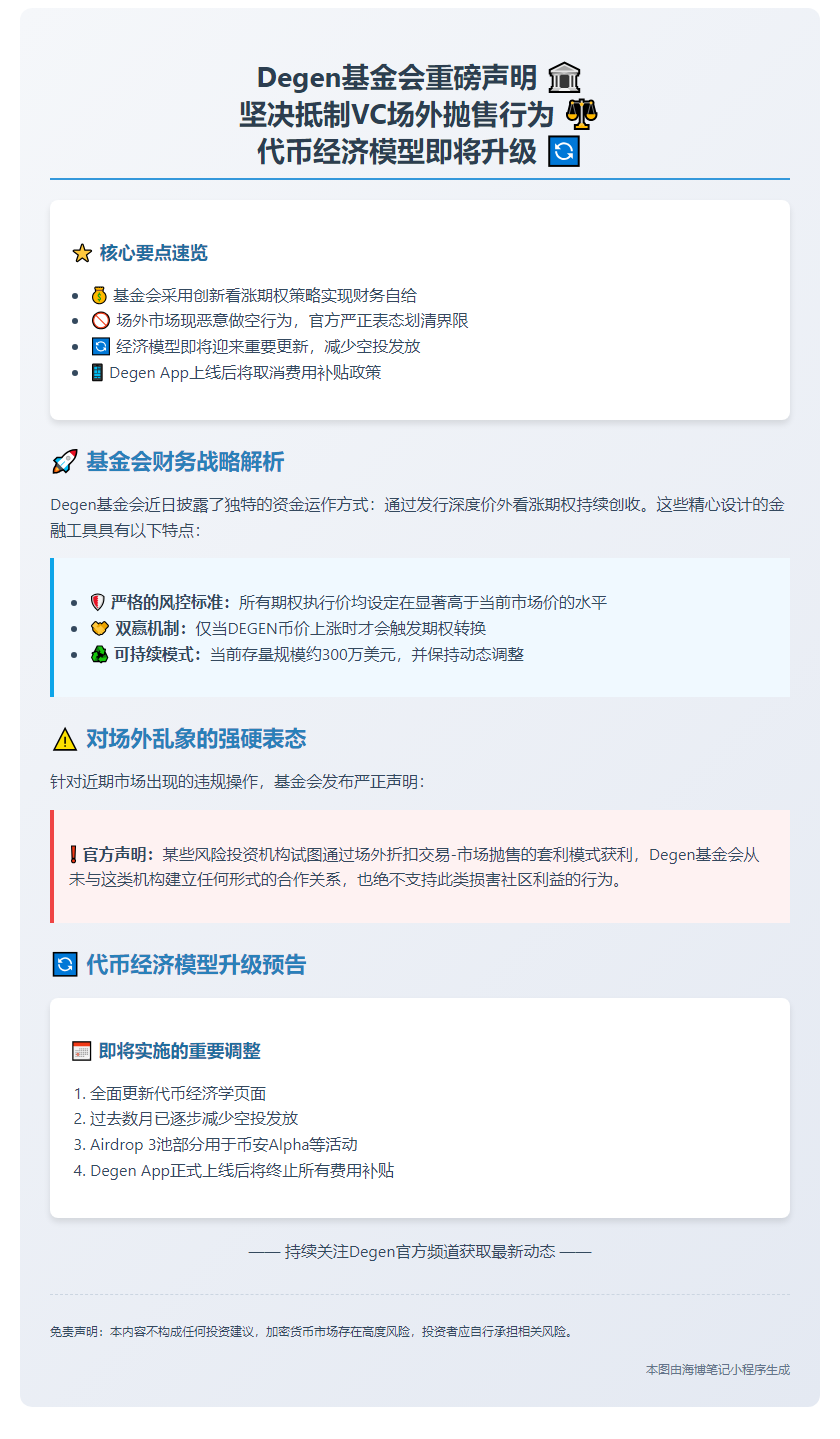 Degen澄清不涉VC场外交易，将更新代币经济