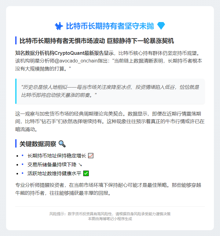 比特币长期持有者坚守未抛