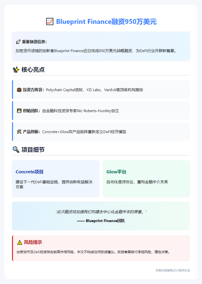 Blueprint Finance融资950万美元