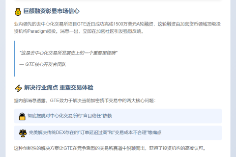 GTE交易所获1500万美元A轮融资
