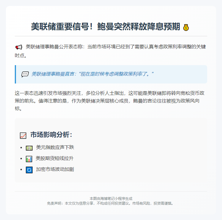鲍曼：美联储应考虑调整政策利率