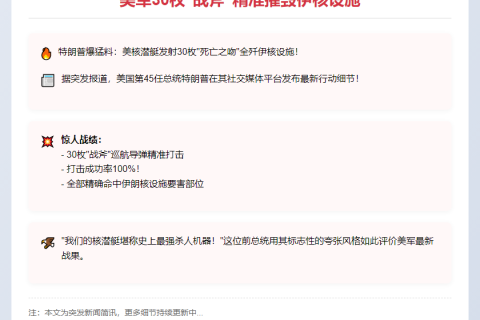 美军30枚“战斧”精准摧毁伊核设施
