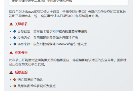 伊朗导弹袭击美在卡塔尔伊拉克基地