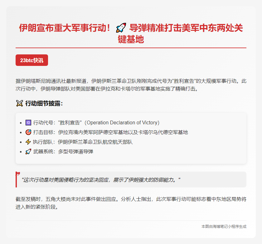 伊朗“胜利宣告”导弹打击美军中东基地