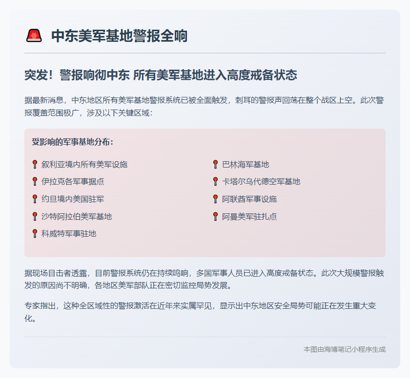 中东美军基地警报全响
