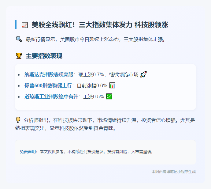 美股上扬 纳指涨0.7%