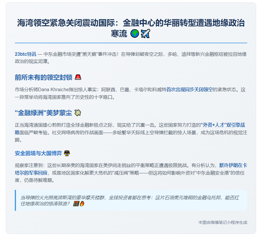 海湾国家同步关闭领空 金融梦碎