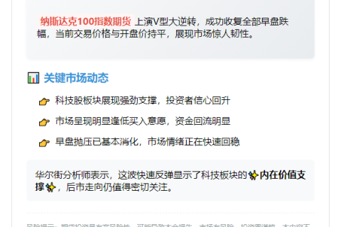 纳指期货反弹收失地