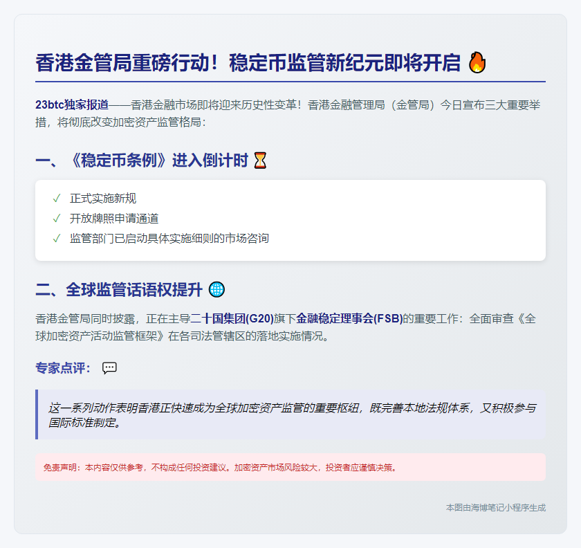 香港金管局启动《稳定币条例》市场咨询