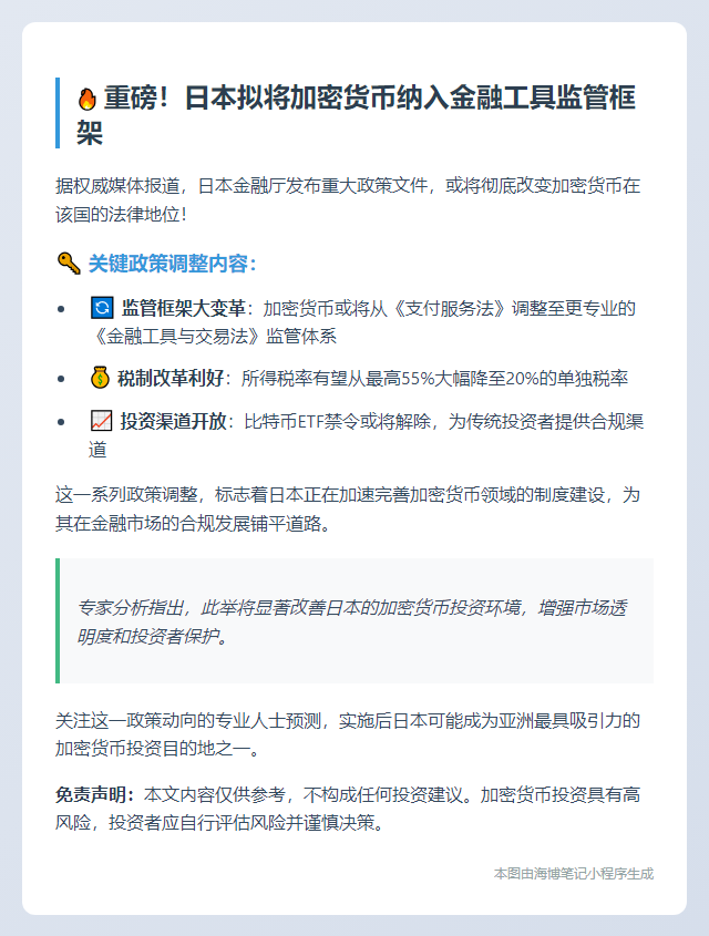 日本拟将加密资产纳入《金融工具法》