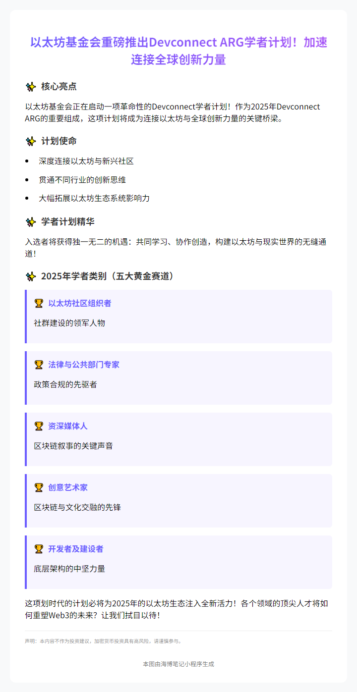以太坊基金会启动Devconnect学者计划
