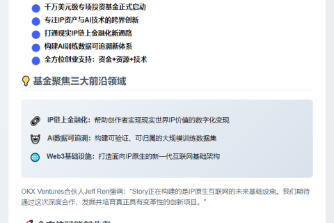 Story与OKX Ventures设立千万美元基金推动IP+AI创新