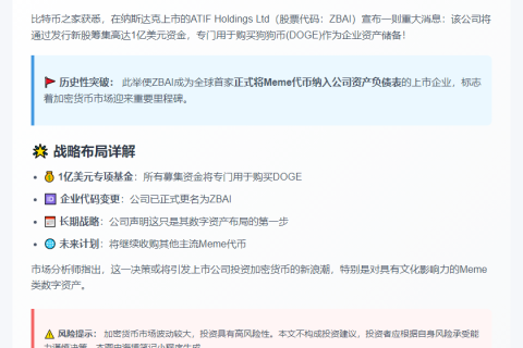 美上市ATIF拟募1亿美元增持DOGE
