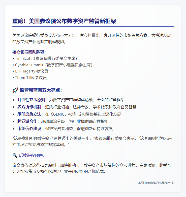 美参议院银行委员会发布数字资产监管新规