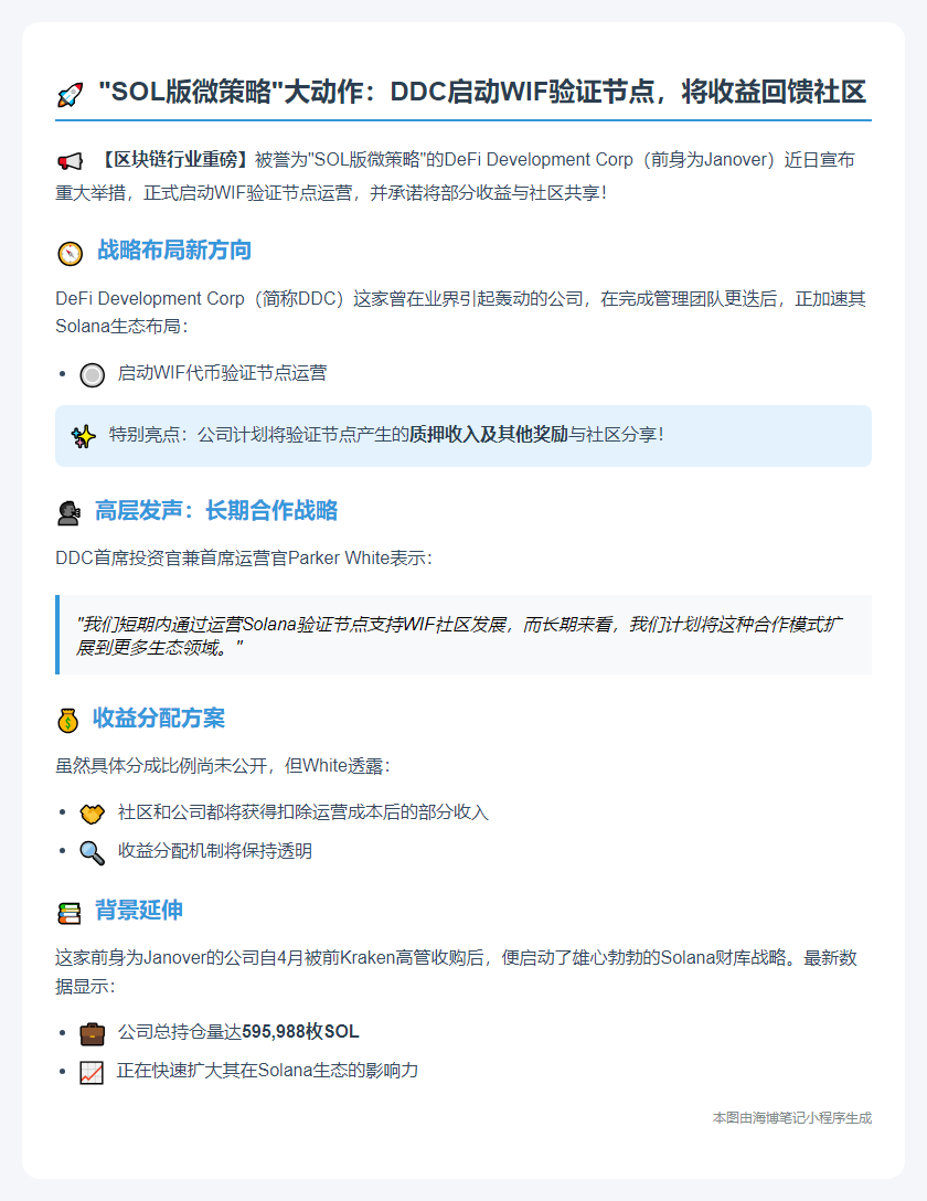 "SOL版微策略"DDC推WIF节点，共享质押奖励