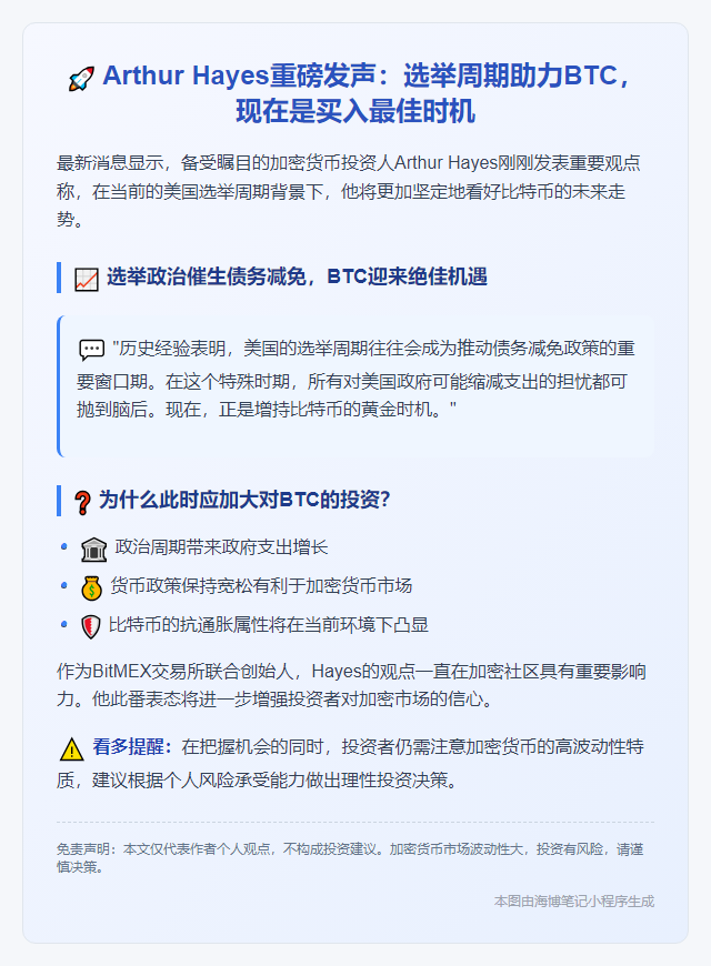 Hayes：放心购BTC，美国支出无忧