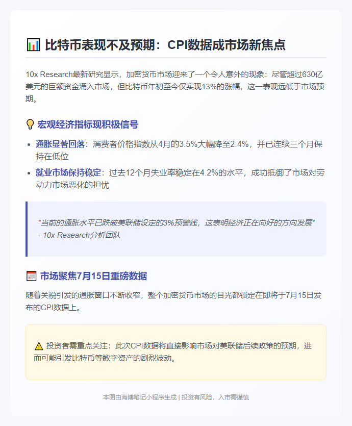 比特币表现不及预期，7月CPI引关注