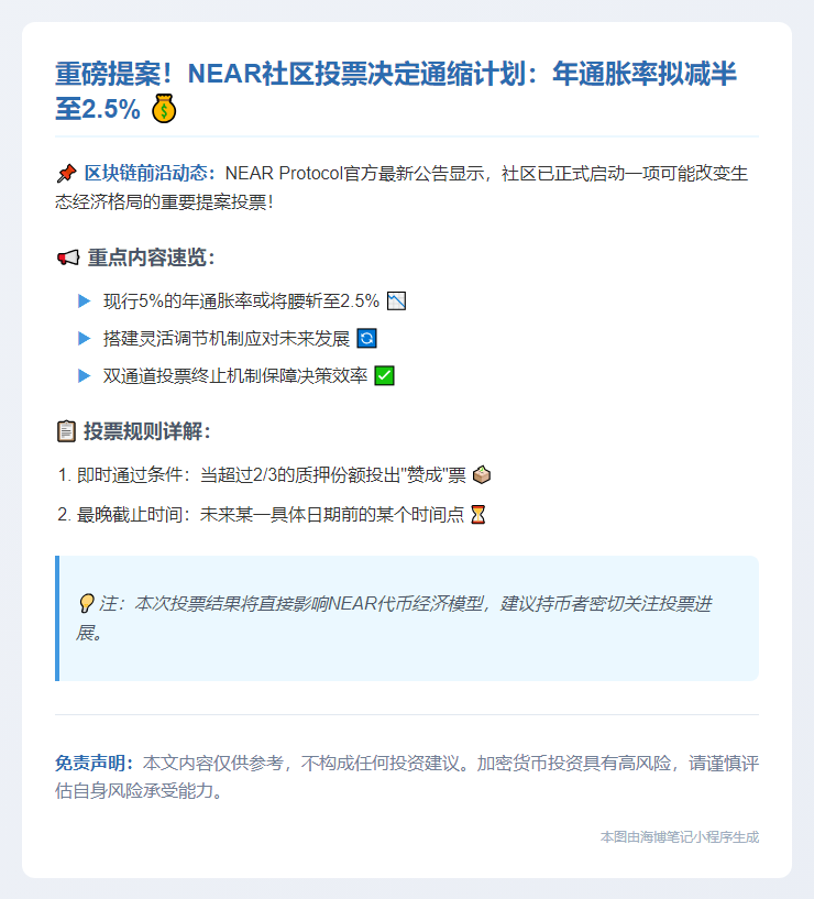 NEAR提案：年通胀率拟从5%降至2.5%