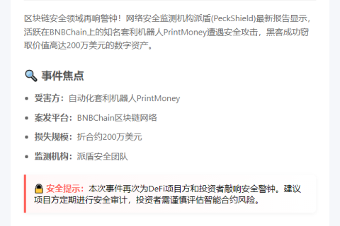 套利机器人PrintMoney被盗，损失200万美元