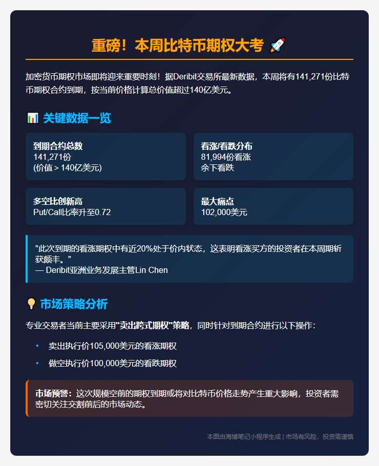 本周超140亿美元比特币期权到期