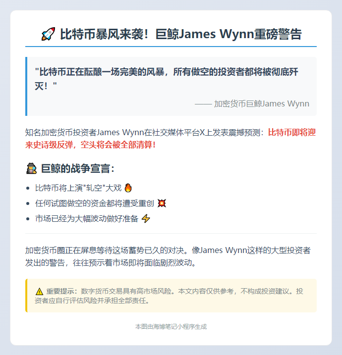 巨鲸预测：比特币将碾压空头