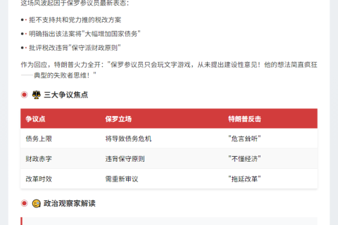 特朗普怒斥保守派议员阻挠税改
